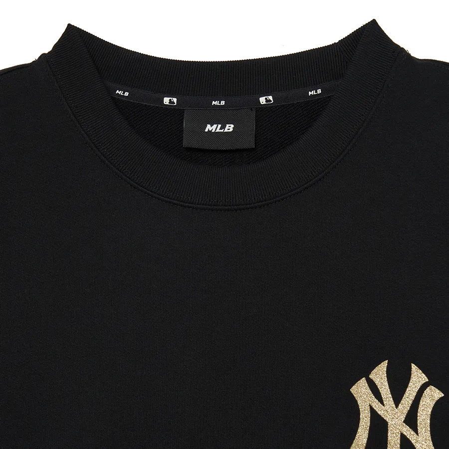 Áo Nỉ Sweater MLB Basic Bling Mega Logo Nhũ New York Yankees 3AMTB1034-50BKS Màu Đen