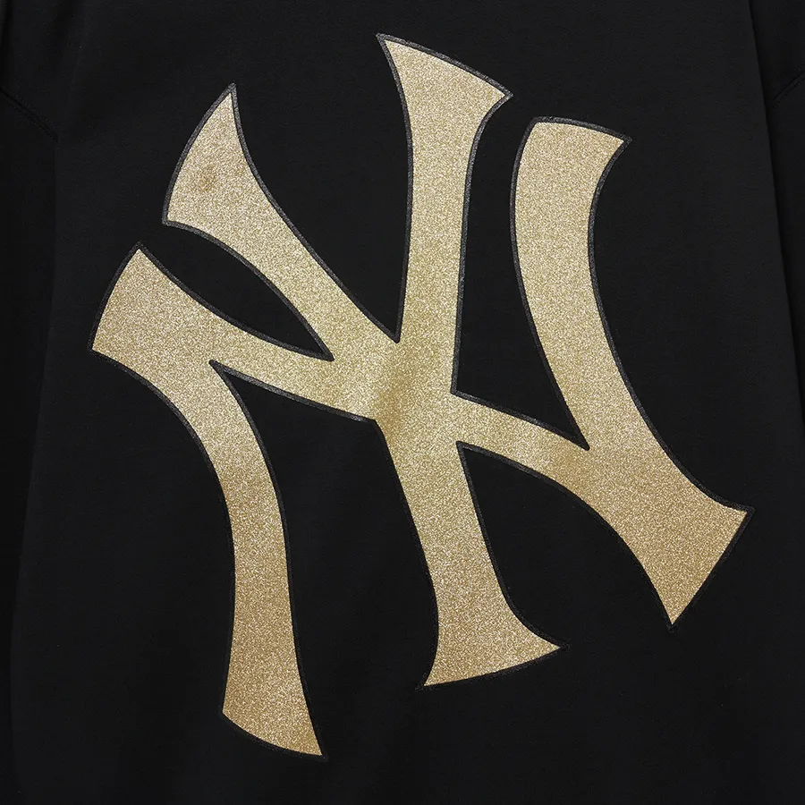 Áo Nỉ Sweater MLB Basic Bling Mega Logo Nhũ New York Yankees 3AMTB1034-50BKS Màu Đen