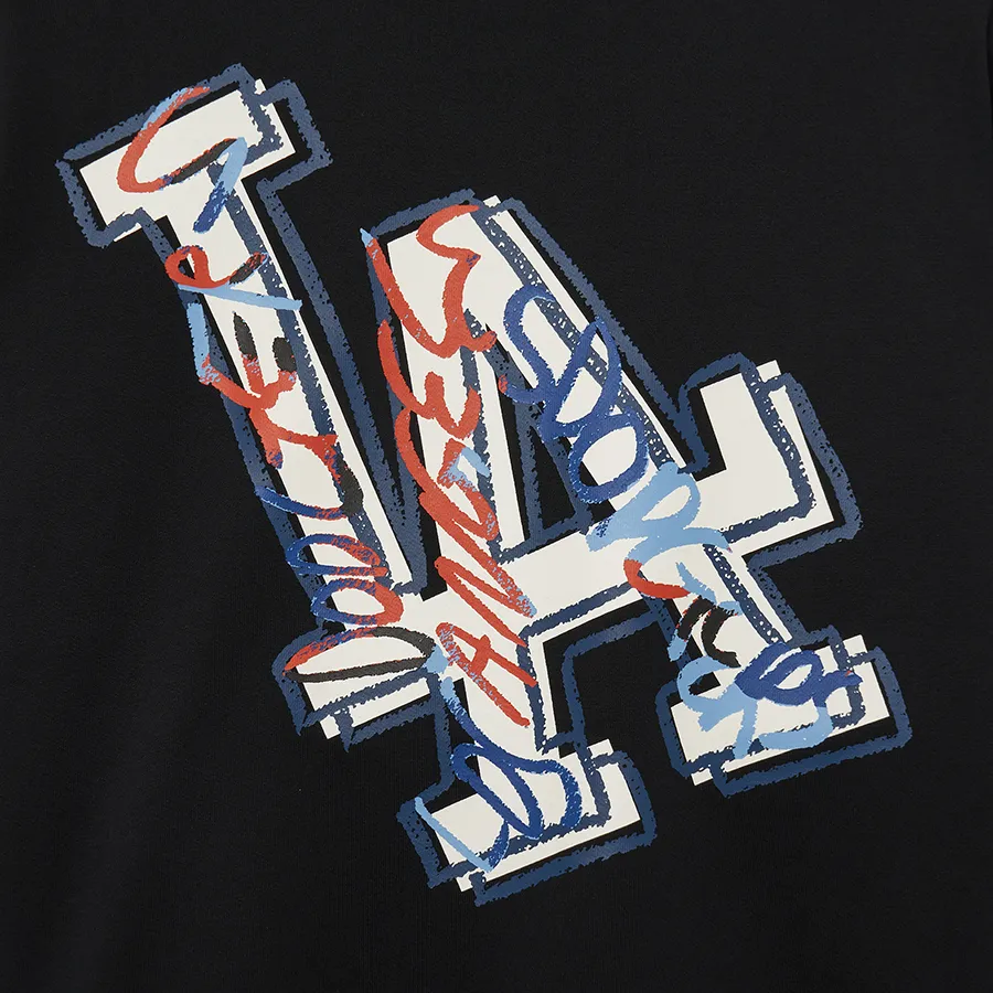Áo Nỉ Sweater MLB Like Pop Art Overfit LA Dodgers 3AMTL2034-07BKS Màu Đen 