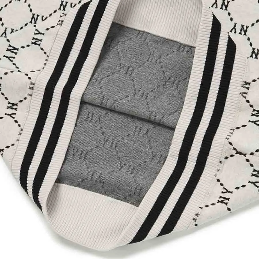 Áo Nỉ Sweater MLB Diamond Monogram Jacquard New York Yankees 3AMTM0724-50CRS Màu Trắng