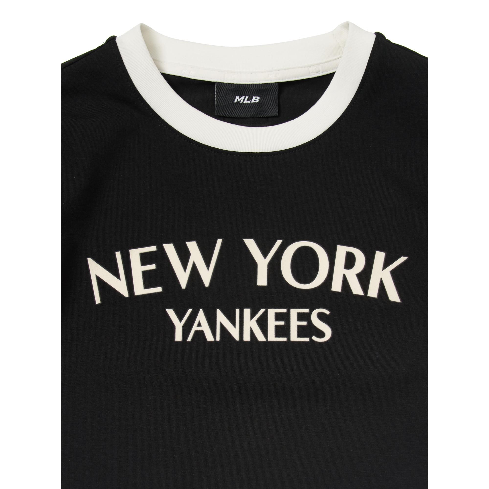 Áo Croptop Nữ MLB Cổ Viền Trắng 2024 New York Yankees 3FTSV0844-50BKS