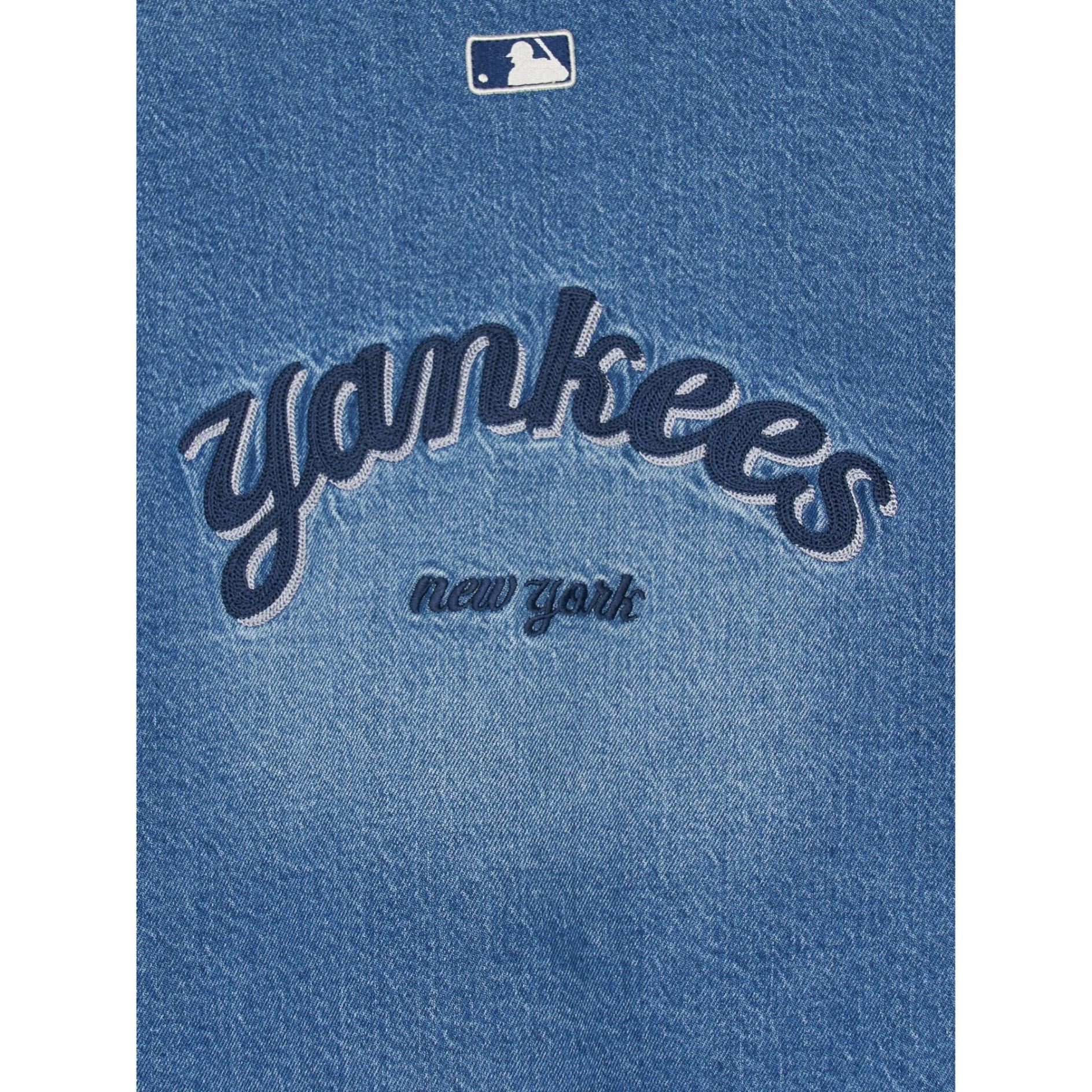 Áo Sơ Mi Denim Crop 2024 Thêu Chữ NY Yankees