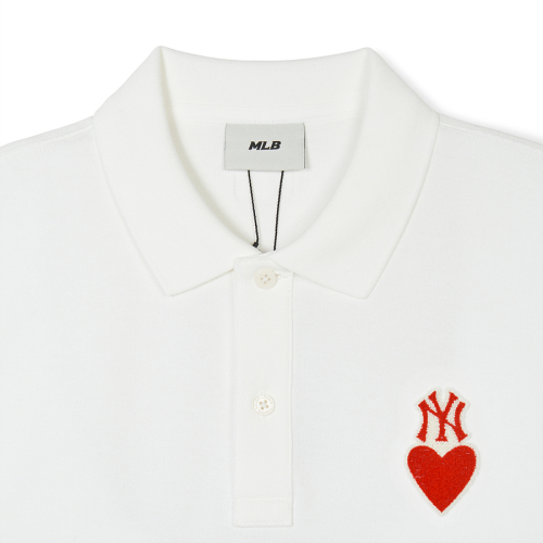 Áo Polo MLB unisex Heart New York Yankees White 