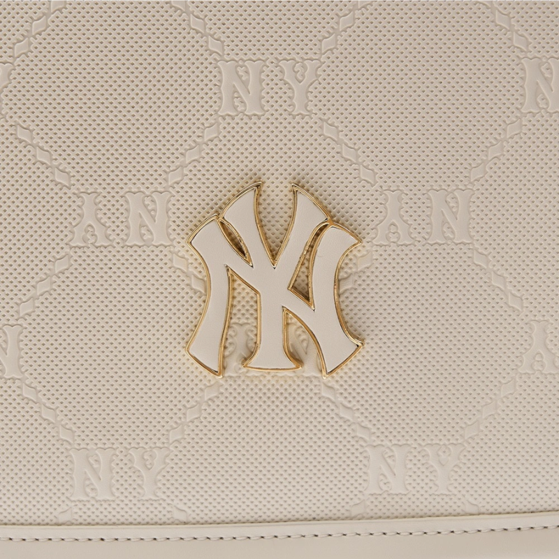 Balo Kids MLB Korea Dia Mono Embossed School Bag New York Yankees Cream