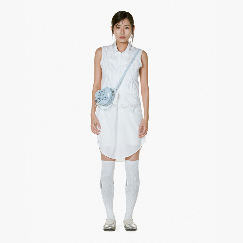 RIBBON TIE HEART BAG - PALE BLUE