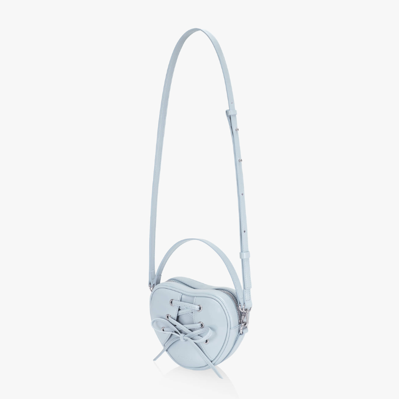 RIBBON TIE HEART BAG - PALE BLUE