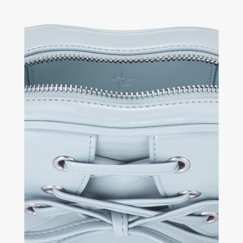RIBBON TIE HEART BAG - PALE BLUE