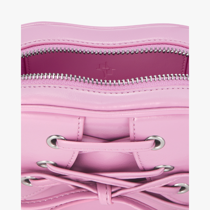 RIBBON TIE HEART BAG - PINK