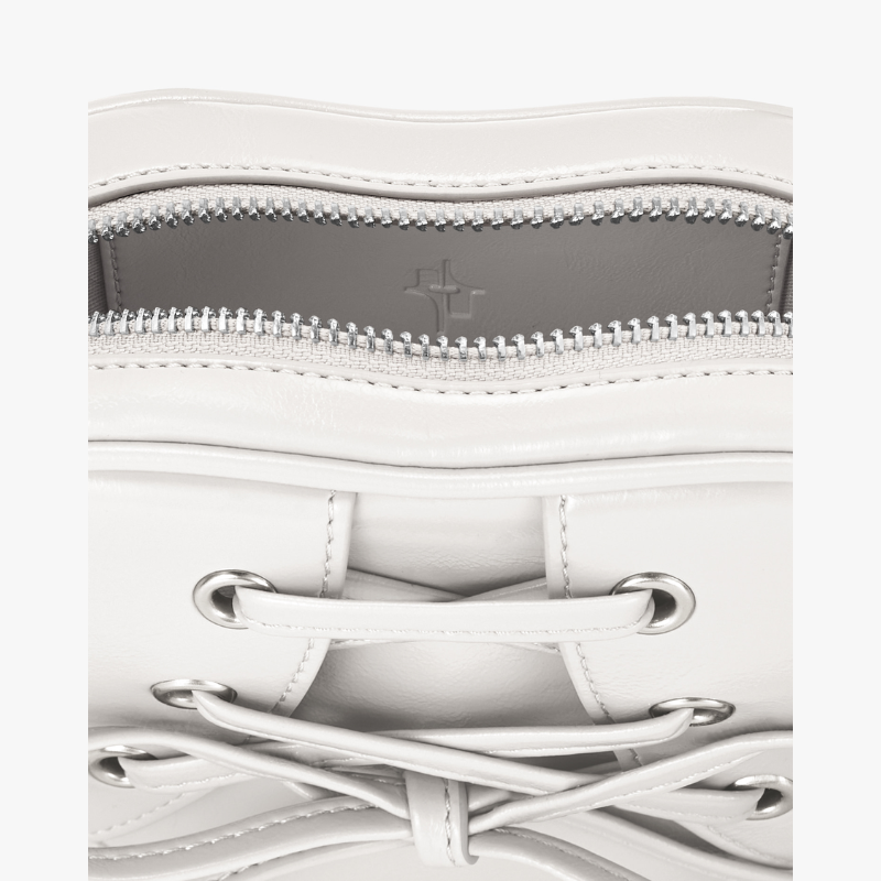 RIBBON TIE HEART BAG - WHITE